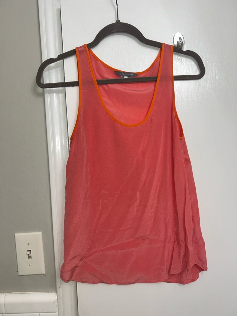 Coral Scoop Neck Tank with Orange Trim - Women's